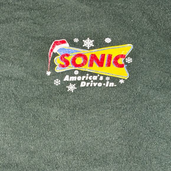 VTG Sonic Drive-In Sweatshirt Green Gildan Coca-Cola Clovis California Mens Sz L - Picture 2 of 7